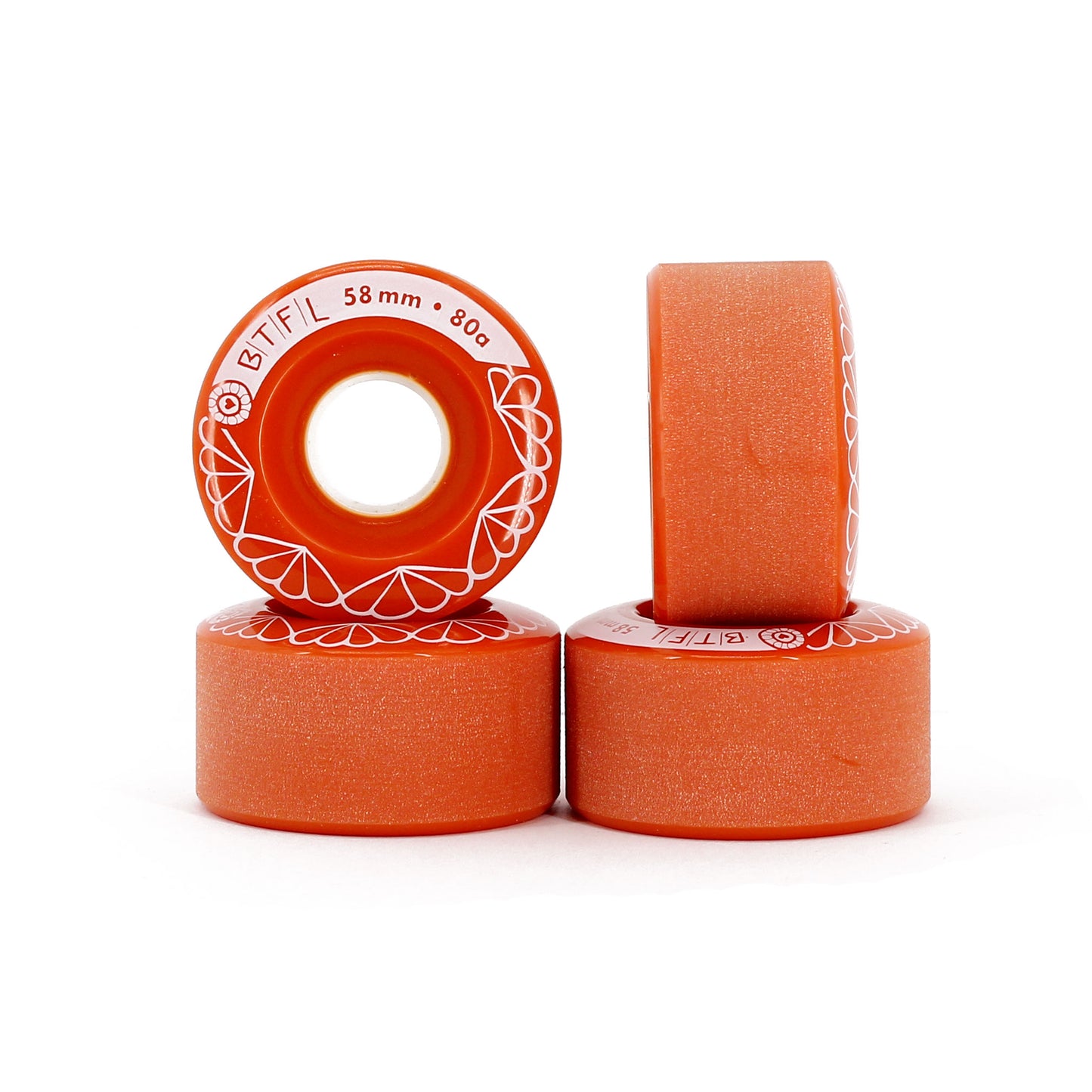 BTFL Longboard Wheels Set - 58 x 32 mm - 80A - red