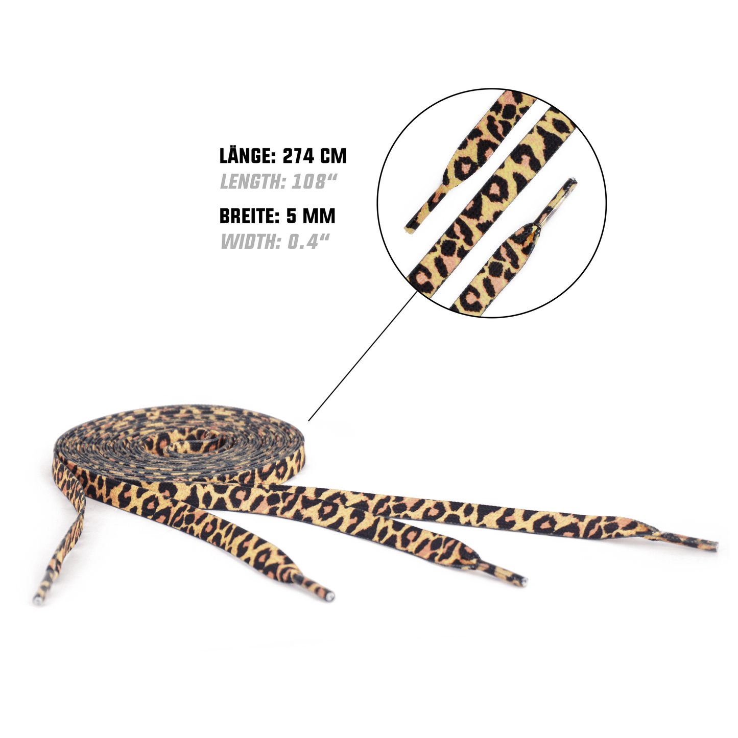 BTFL LACES with pattern - leopard print - for roller skates