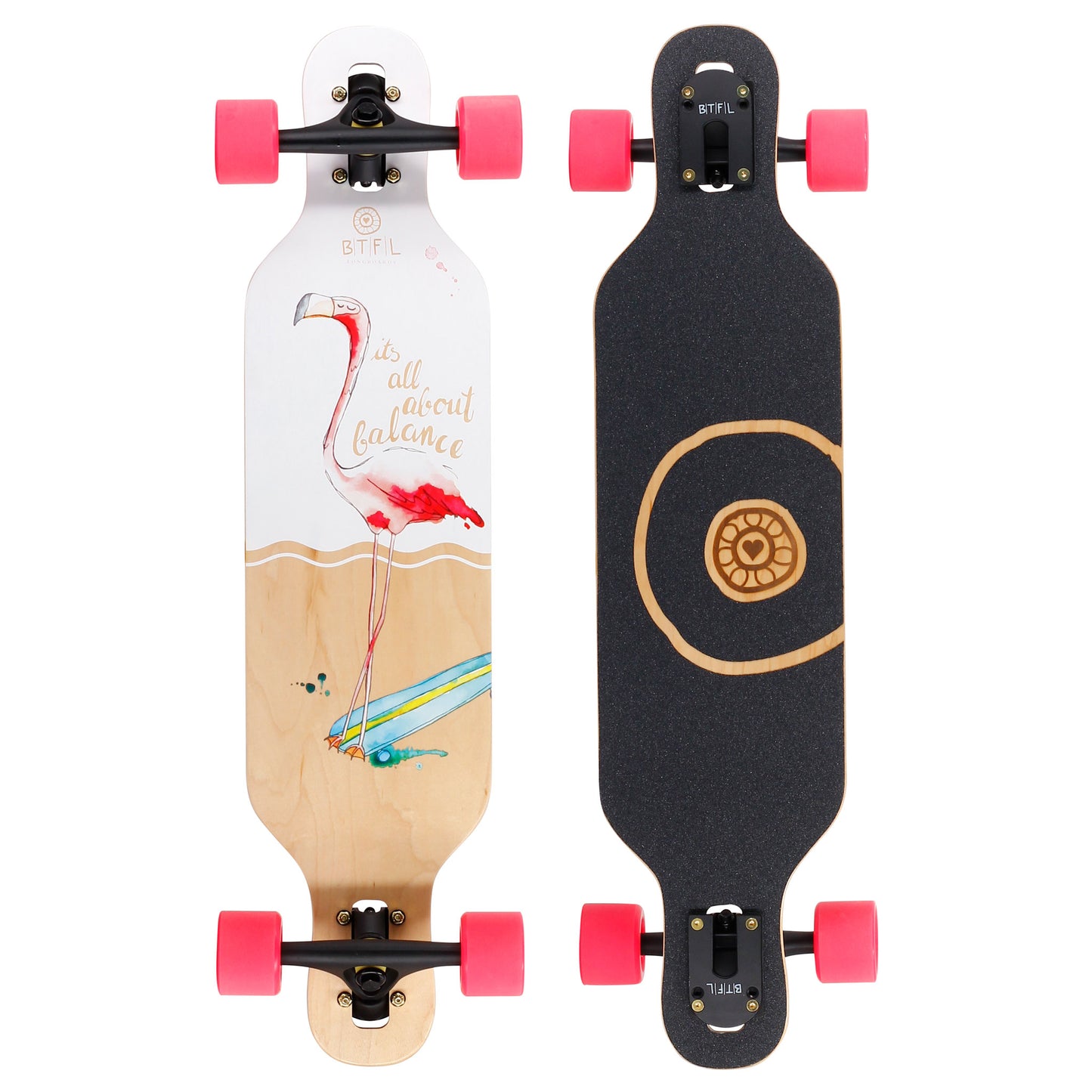 BTFL Kinder Longboard Tiffy von oben und von unten abgebildet