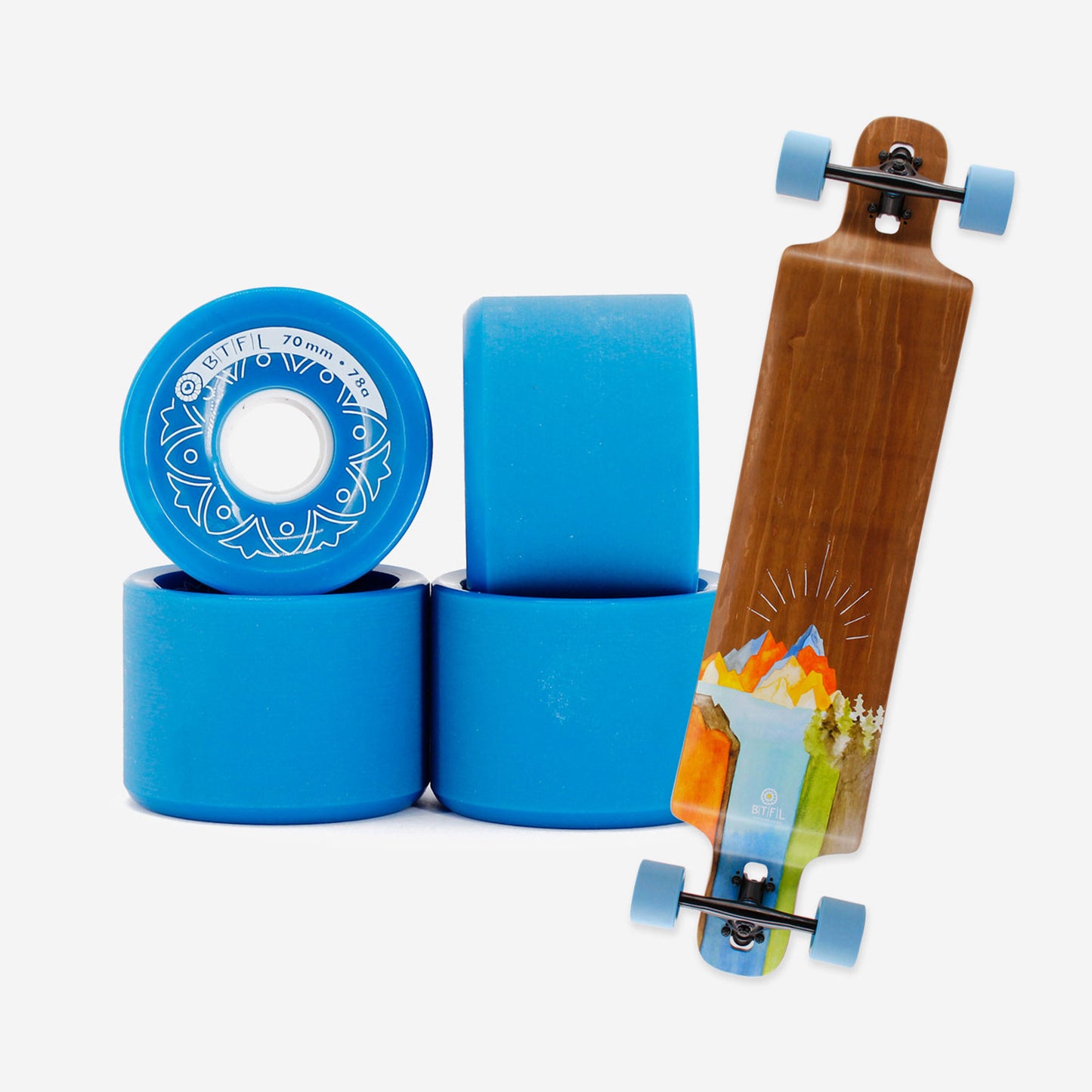 BTFL Longboard Rollen Set - 70 x 51 mm - 78A - blau