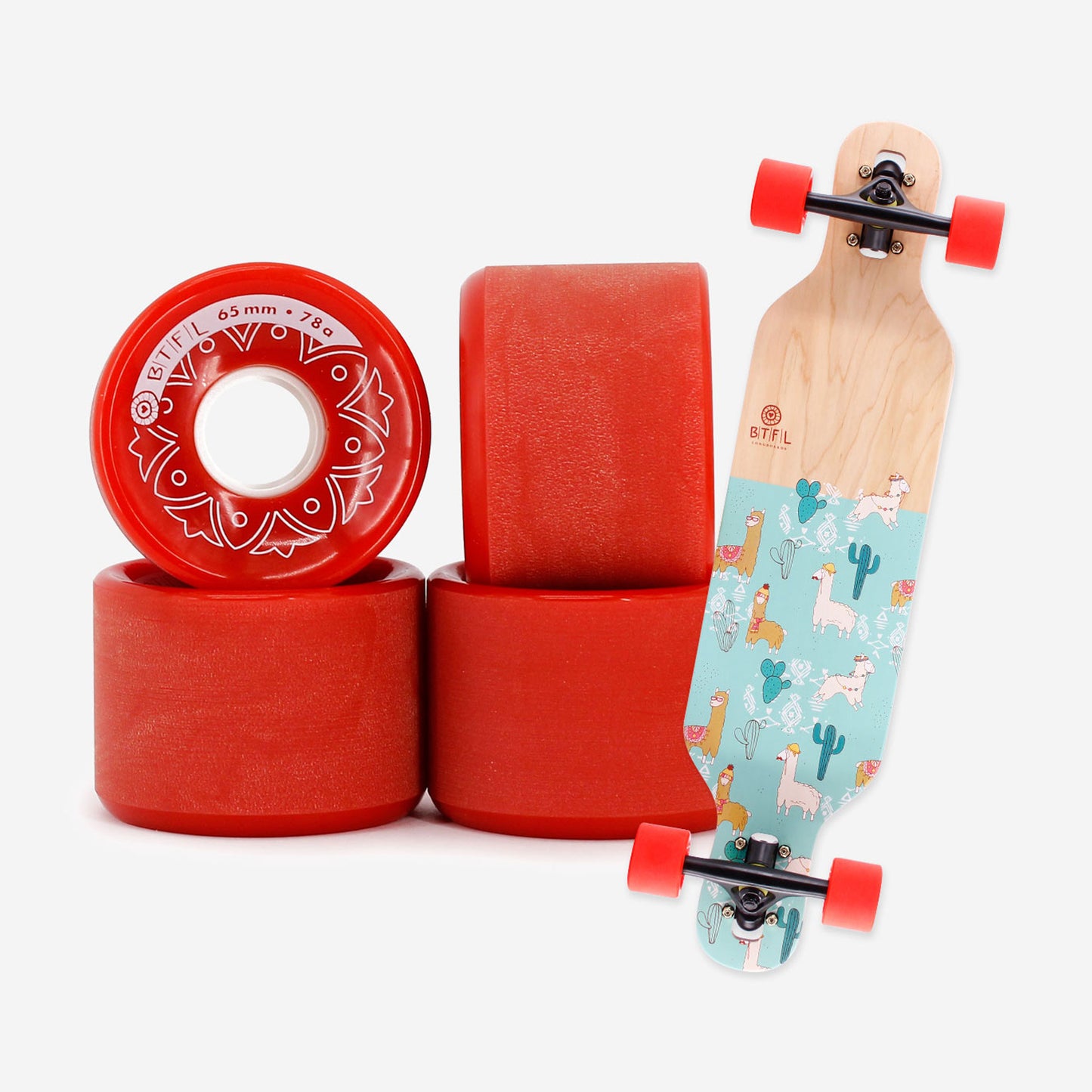 BTFL Longboard Rollen Set 65 x 47 mm - 78A - rot
