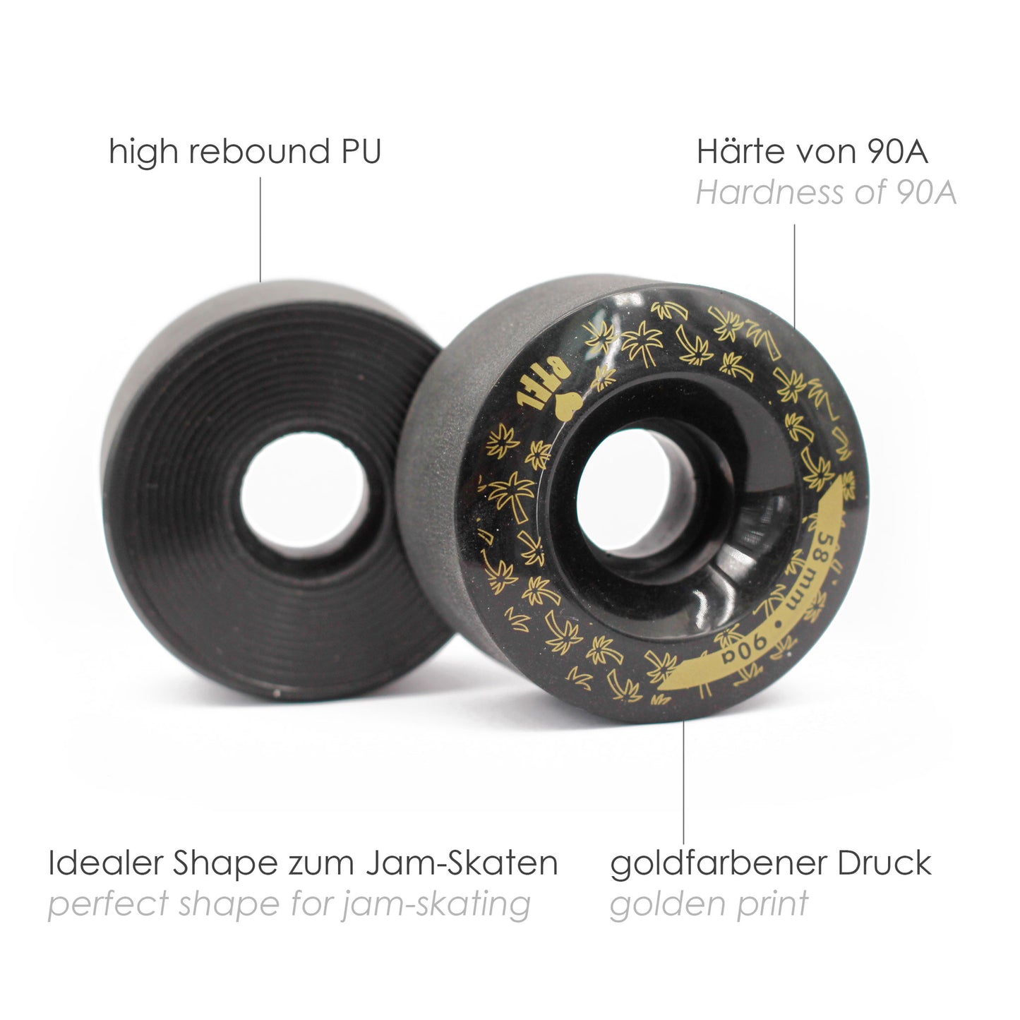 BTFL roller skates WHEELS set (4 pieces) - 58 x 32 mm - 90A - black