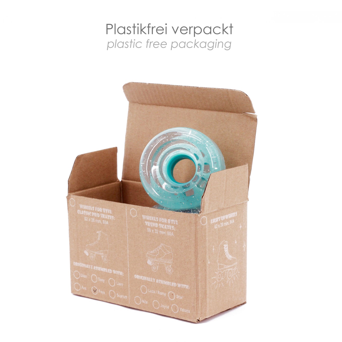 BTFL roller skate WHEELS set (4 pieces) 62 x 38 mm - 80A - mint transparent
