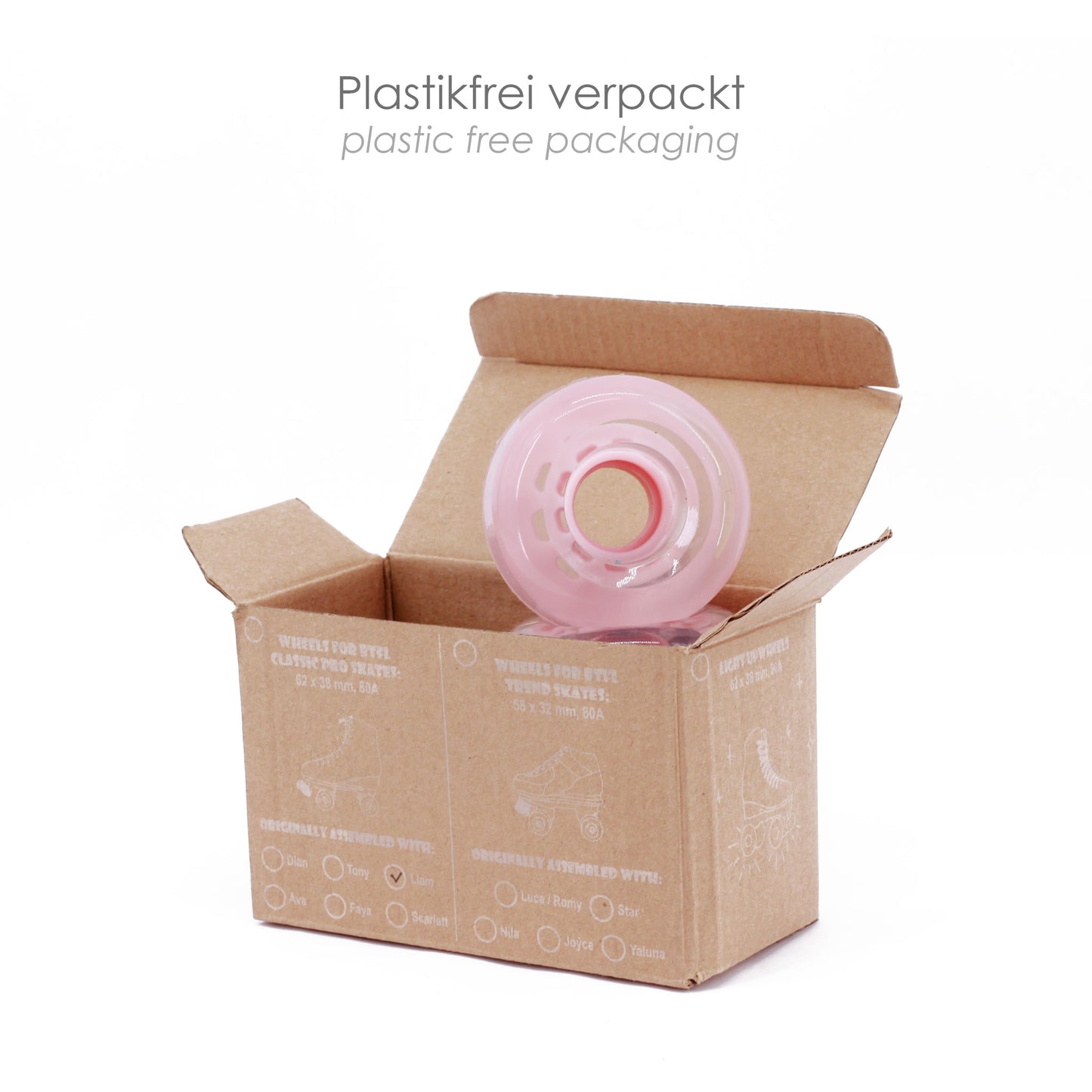 BTFL roller skate WHEELS set (4 pieces) - 62 x 38 mm - 80A - pink transparent