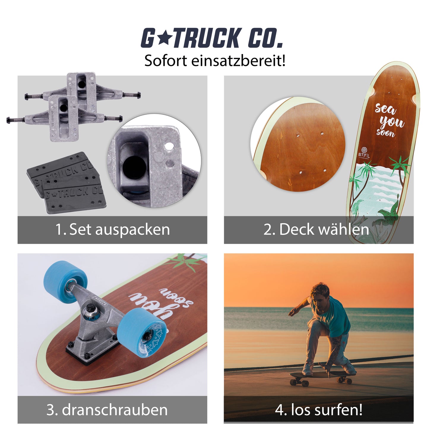 G-TRUCK Surfskate Truck - Set 165mm tumbled