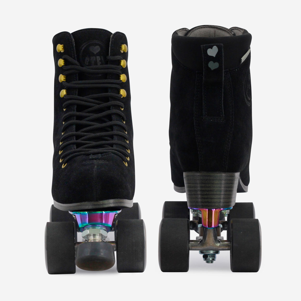 BTFL Rollschuhe schwarz von vorne und hinten abgebildet