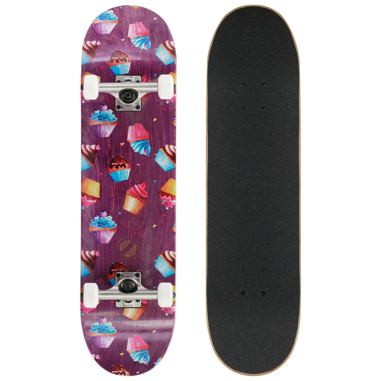 Skateboard komplett mit Cupcake Muster für Kinder und Frauen