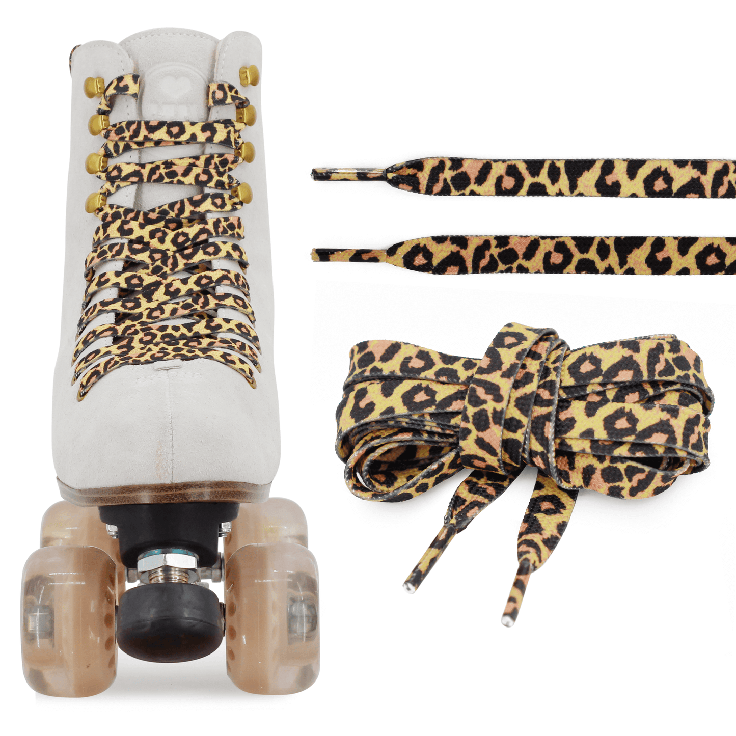 BTFL LACES with pattern - leopard print - for roller skates