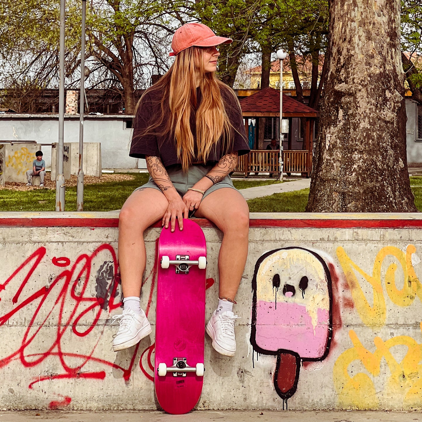 B-Ware - BTFL PLANTS - Skateboard pink Pflanzen komplett