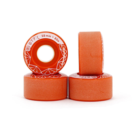 BTFL Longboard Wheels Set - 58 x 32 mm - 80A - red 