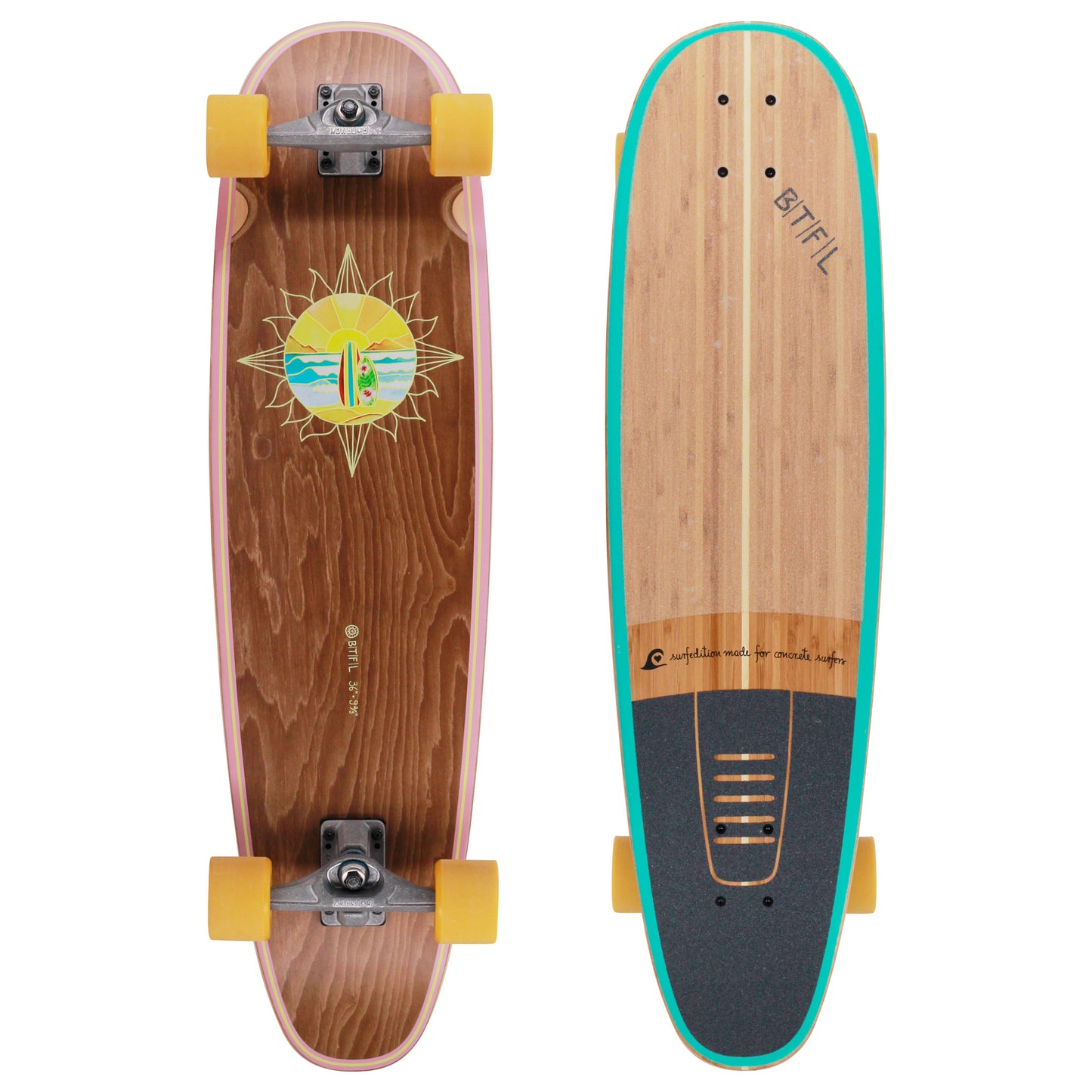 BTFL surfskate SOL - complete surf skateboard with kicktail 