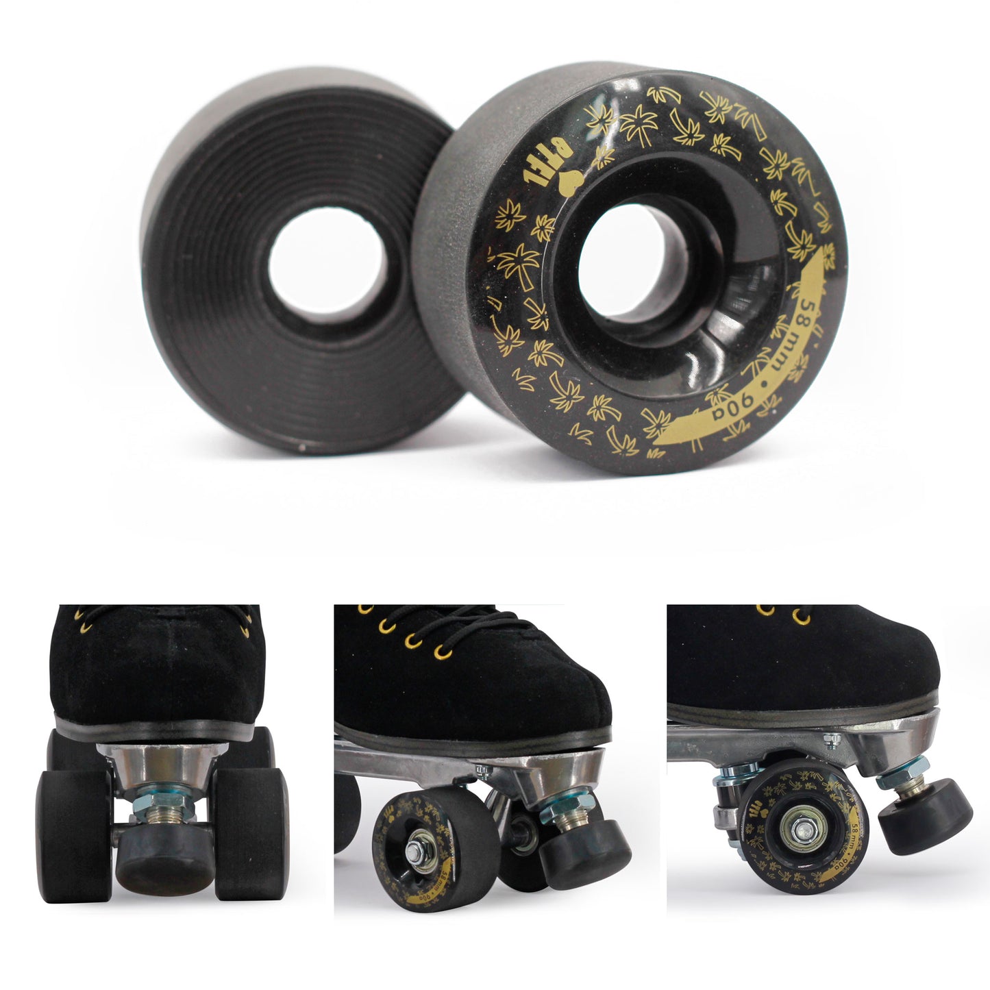 BTFL roller skates WHEELS set (4 pieces) - 58 x 32 mm - 90A - black 