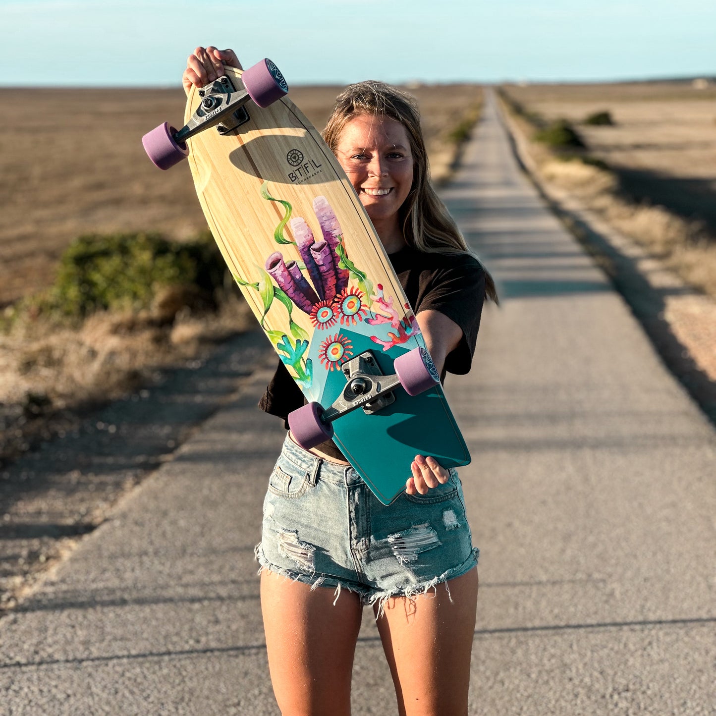 Surfskate Girl in Portugal